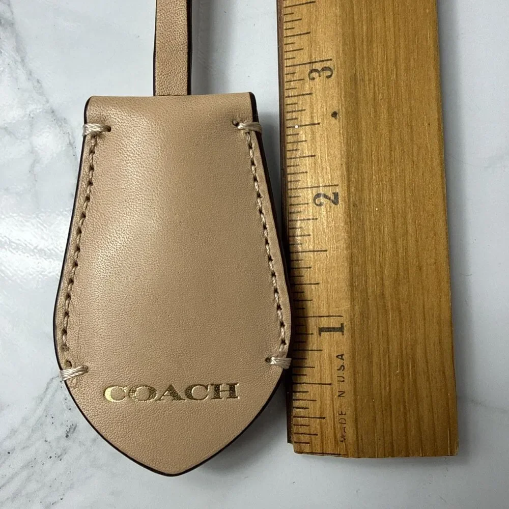 Coach Beechwood Tan Leather Hidden Keyring Pouch Loop Key Fob Hangtag Keychain